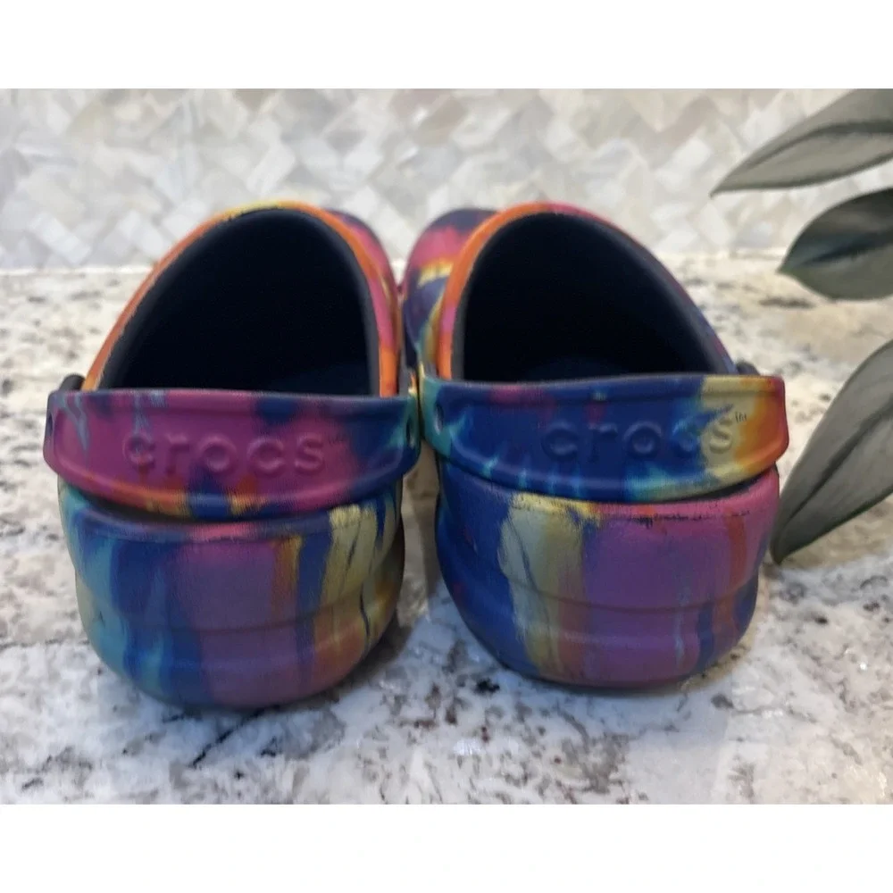 Crocs Tie‎ Dye Rainbow Bistro Graphic Clogs Sandals Colorful Mens 7 Womens 9 US